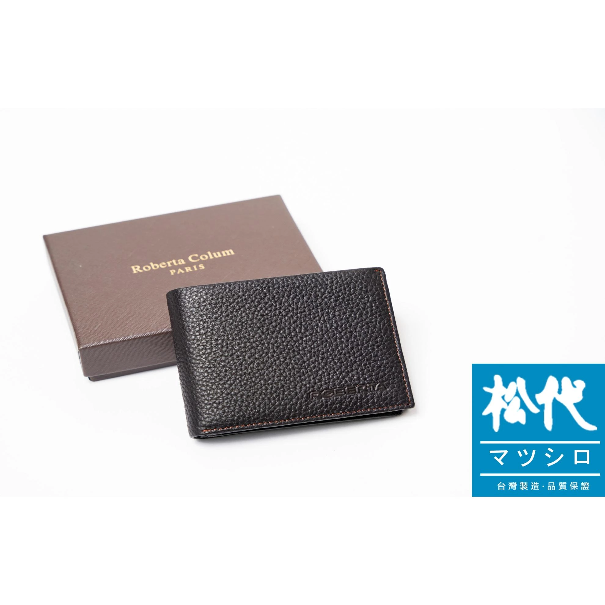 諾貝達荔枝紋牛皮短夾