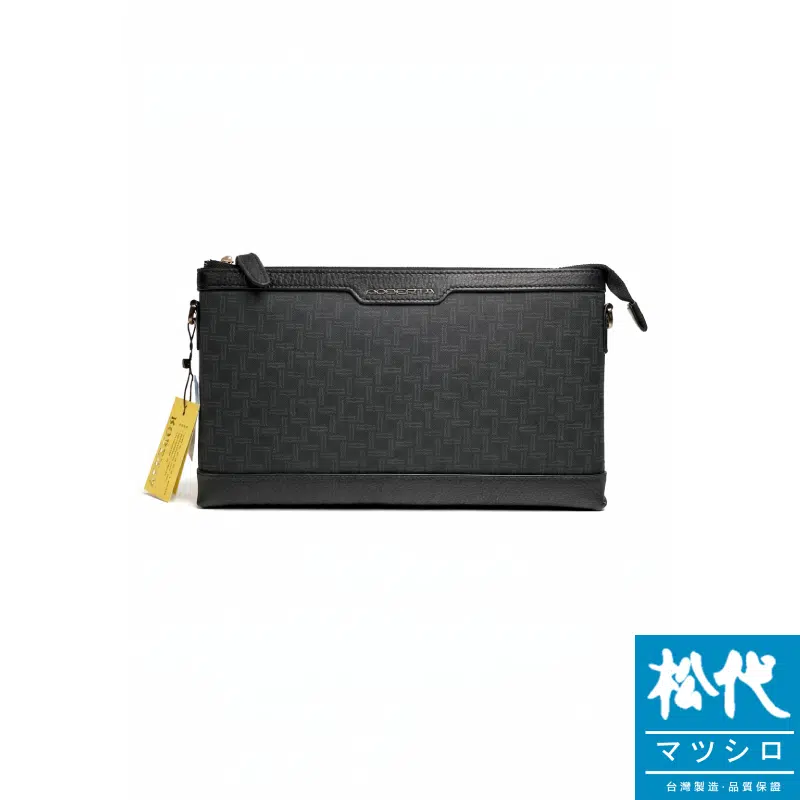 諾貝達牛皮配膠手拿包