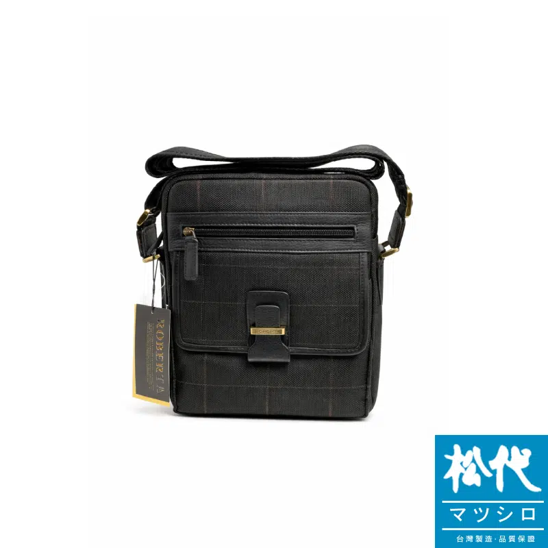 諾貝達鹿紋皮方格防潑水布側背包